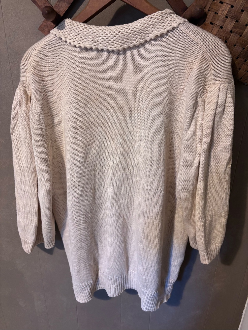 jason maxwell Cream Cardigan with Pink Rose Embroidery - Picture 5 of 6